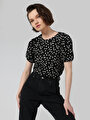 thumb-اعرض التفاصيل لـ أسود للنساء تي شيرت بأكمام قصيرة