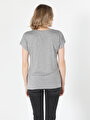 thumb-اعرض التفاصيل لـ رمادي للنساء تي شيرت بأكمام قصيرة