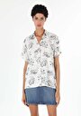 thumb-اعرض التفاصيل لـ أبيض للنساء قميص  كم قصير