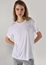 thumb-اعرض التفاصيل لـ كومفورت فيت رقبة مستديرة مطرزة نسائي أبيض بأكمام قصيرة تي شيرت