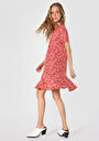 thumb-اعرض التفاصيل لـ فستان مريح بأكمام قصيرة مطبوع نسائي أحمر