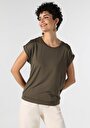 thumb-اعرض التفاصيل لـ كاكي للنساء تي شيرت بأكمام قصيرة