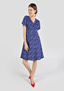 thumb-اعرض التفاصيل لـ فستان نسائي أزرق قصير الأكمام المطبوعة نحيفة