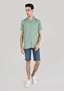 thumb-اعرض التفاصيل لـ قميص عادي رقبة مستقيم رجالي أخضر كم قصير قميص