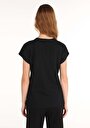 thumb-اعرض التفاصيل لـ أسود للنساء تي شيرت بأكمام قصيرة