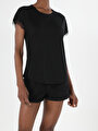 thumb-اعرض التفاصيل لـ أسود للنساء تي شيرت بأكمام قصيرة
