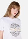 thumb-اعرض التفاصيل لـ   رقبة مستديرة مطبوعة نسائية أبيض قصيرة أكمام تي شيرت