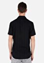 thumb-اعرض التفاصيل لـ قميص عادي رقبة مستقيم رجالي أسود كم قصير قميص