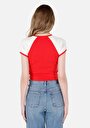 thumb-اعرض التفاصيل لـ ضيق قصة رقبة مستديرة نسائي أحمر كم قصير تي شيرت