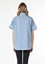 thumb-اعرض التفاصيل لـ أزرق فاتح للنساء قميص  كم قصير