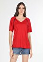 thumb-اعرض التفاصيل لـ أحمر للنساء تي شيرت بأكمام قصيرة