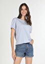 thumb-اعرض التفاصيل لـ أزرق للنساء تي شيرت بأكمام قصيرة