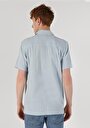 thumb-اعرض التفاصيل لـ قميص عادي رقبة مستقيم رجالي أزرق كم قصير قميص