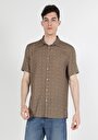 thumb-اعرض التفاصيل لـ قميص عادي رقبة مطبوع رجالي بيج كم قصير قميص