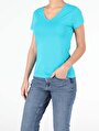 thumb-اعرض التفاصيل لـ أزرق للنساء تي شيرت بأكمام قصيرة