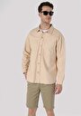 thumb-اعرض التفاصيل لـ كبير الحجم  ياقة كلاسيكية مستقيم رجالي بيج كم طويل قميص