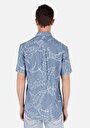 thumb-اعرض التفاصيل لـ قميص عادي رقبة مطبوع رجالي أزرق كم قصير قميص