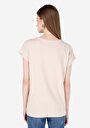 thumb-اعرض التفاصيل لـ عادي مقاس رقبة مستديرة مطرزة نسائي بيج كم قصير تي شيرت