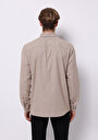 thumb-اعرض التفاصيل لـ قميص عادي رقبة مستقيم رجالي بيج كم طويل قميص