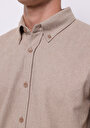 thumb-اعرض التفاصيل لـ قميص عادي رقبة مستقيم رجالي بيج كم طويل قميص