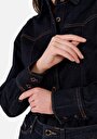 thumb-اعرض التفاصيل لـ عادي ياقة كلاسيكية نسائي أزرق كم طويل قميص