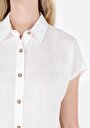 thumb-اعرض التفاصيل لـ قميص عادي رقبة مستقيم قميص أبيض بأكمام قصيرة نسائي