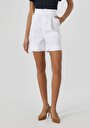 thumb-اعرض التفاصيل لـ عادي مناسب للخصر العالي شورت نسائي أبيض
