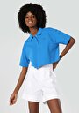 thumb-اعرض التفاصيل لـ   بولو رقبة مستقيمة نسائي أزرق كم قصير تي شيرت