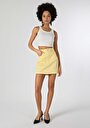 thumb-اعرض التفاصيل لـ تنورة صفراء نسائية صغيرة ذات زر مسطح