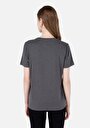 thumb-اعرض التفاصيل لـ   رقبة مستديرة مطبوعة نسائية أنثراسايت قصيرة الأكمام تي شيرت