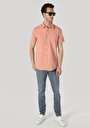 thumb-اعرض التفاصيل لـ قميص عادي رقبة مستقيم رجالي برتقالي كم قصير قميص