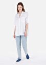 thumb-اعرض التفاصيل لـ Relax Fit قميص رقبة مستقيم قميص نسائي أبيض بأكمام قصيرة