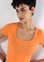 thumb-اعرض التفاصيل لـ نحيف رقبة مربعة نسائي برتقالي كم قصير تي شيرت
