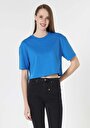 thumb-اعرض التفاصيل لـ مريح  رقبة مستديرة مستقيم نسائي أزرق كم قصير تي شيرت