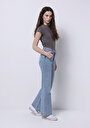 thumb-اعرض التفاصيل لـ   خصر عالي ساق واسعة نسائي نيلي جينز