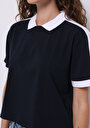 thumb-اعرض التفاصيل لـ عادي قصة بولو رقبة مستقيمة نسائي أزرق كحلي كم قصير تي شيرت